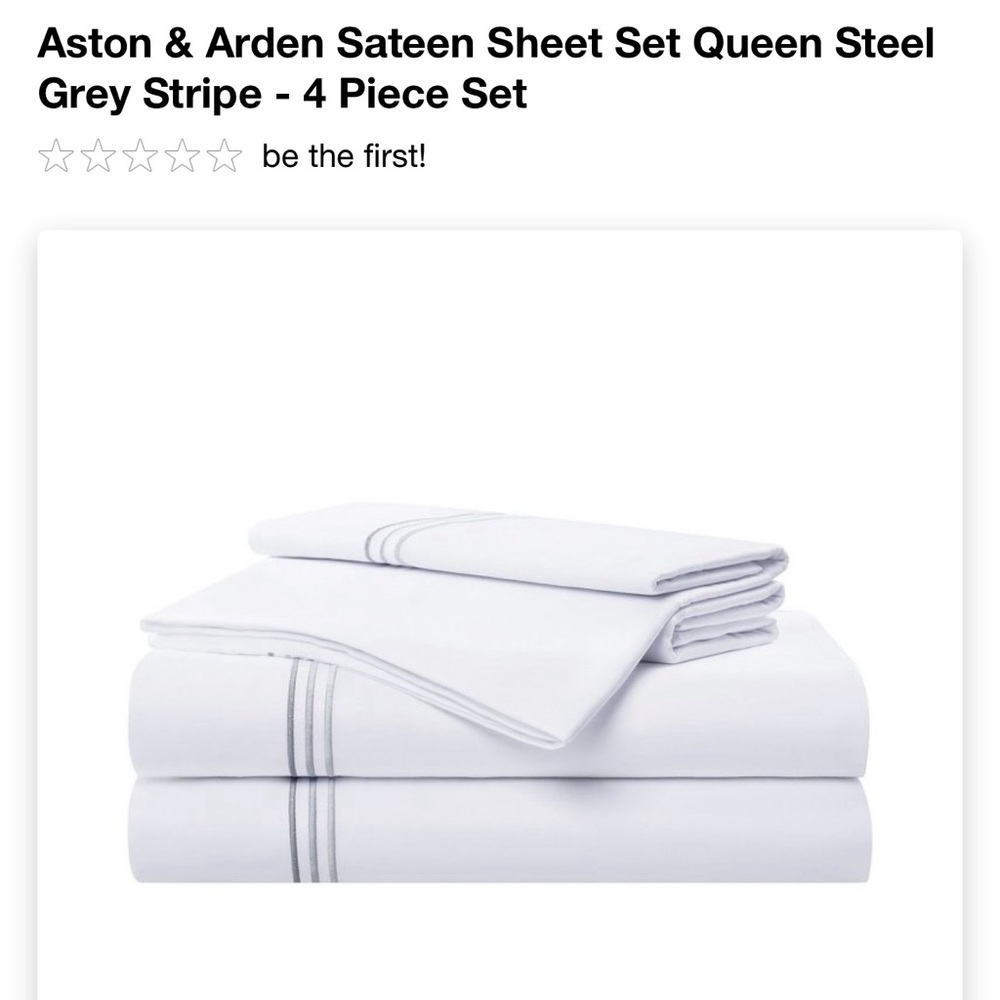 Aston & Arden Sateen Sheet Set QUEEN- Steel Grey Stripe